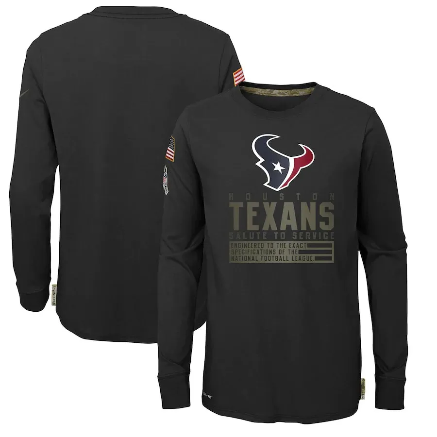 

Houston Youth Black Texans Salute to Service Long Sleeve T-Shirt S-3XL