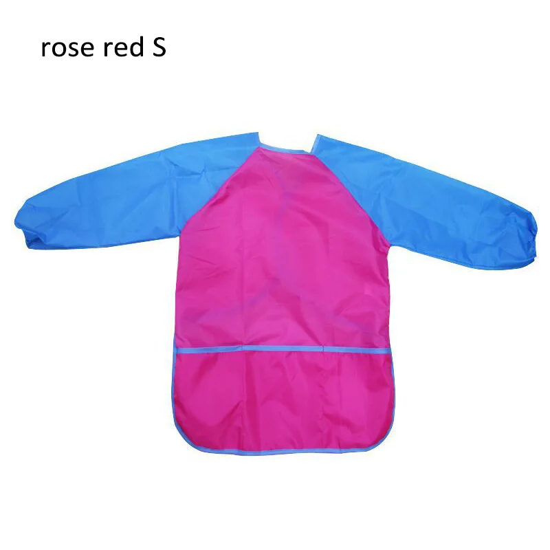 rose red S С длинным рукавом обучения образования интересные игрушки живопись фартук Искусство Фартуки Портативный 1 шт. Дети Халат подарок на день рождения - Цвет: rose red S