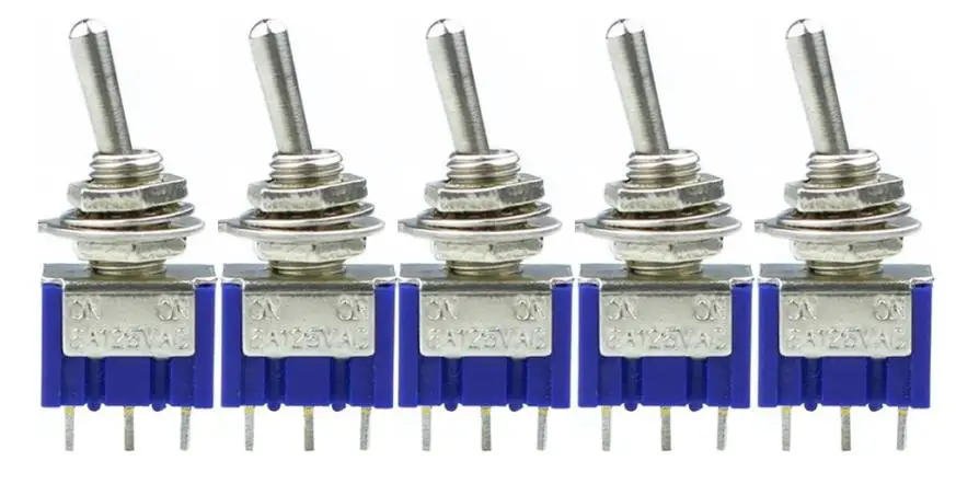 5 шт./лот мини MTS-103 3-контактный SPDT ВКЛ-ВЫКЛ-на 6A 125VAC миниатюрные тумблеры - Цвет: MTS-103 S blue
