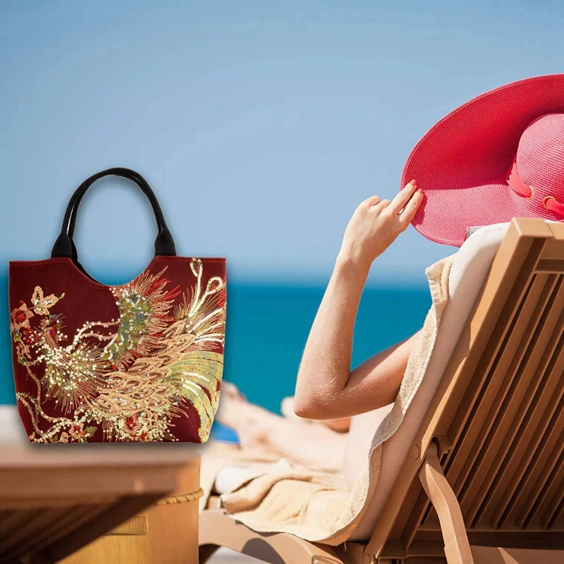 

ASDS-Embroidery Bag Canvas Peacock Female Bag & Short Wallet Ladies Wallet Tassel Fashion Buckle Coin Purse Card Holder