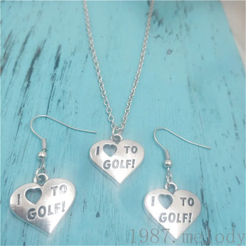 

I Love To Golf Earring Necklace Sets Jewelry Set Antique,Beauty Vintage Fashion Women Christmas Birthday Girl Gifts