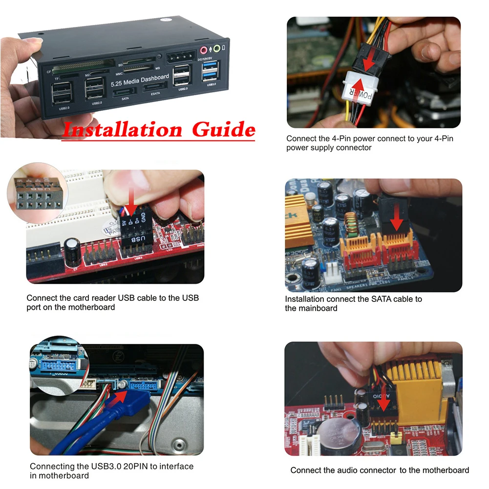 5 25 дюймовая передняя панель внутренние аксессуары для ПК все в 1 хаб приборной