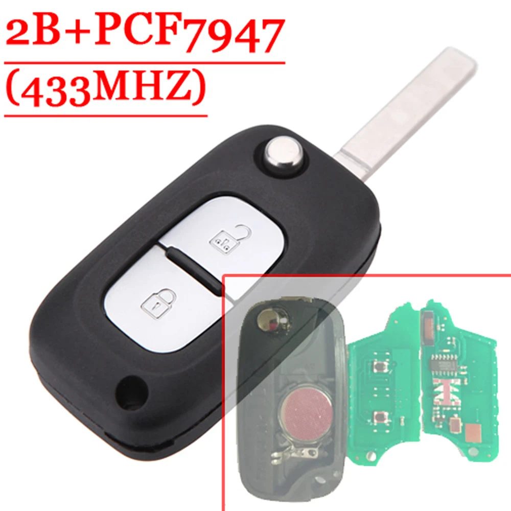 XNRKEY 2 кнопки дистанционного флипа ключа с PCF7947 чип 433 МГц для Renault Clio|key key|key with chipkey