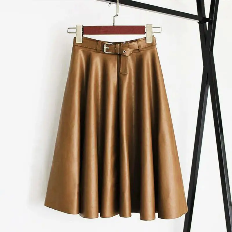 Юбки размера плюс из искусственной кожи женские свободные юбки большого