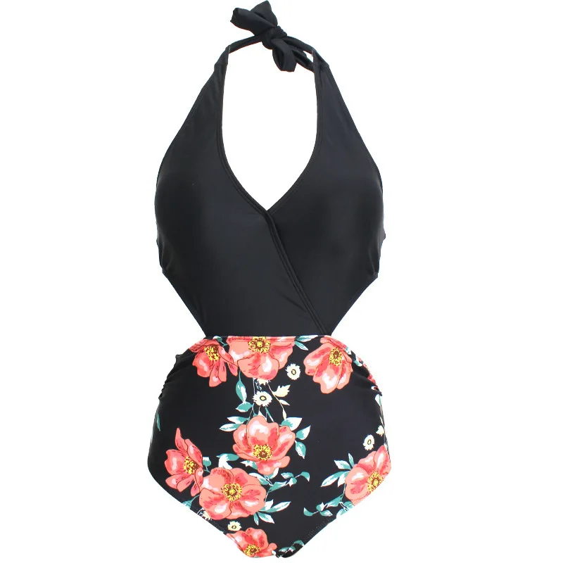 Сексуальный Монокини с вырезом купальник для женщин цветочный принт рюшами