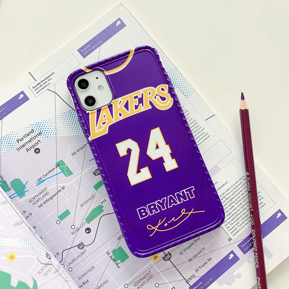 

KQCCY KOBE 24 Basketball Clothes Pattern Stents Phone Cases For Iphone 11 12 Pro Max XR XS X 7 8 Plus Max Case Material Soft TPU