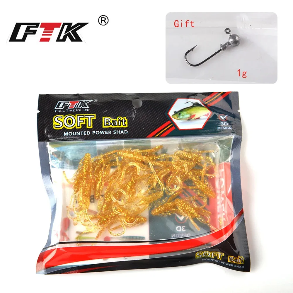FTK 20pcs/Pack Supercontinent Shad Worm Insect Baits Soft Fishing Lure 4cm Silicone Bait Maggot Body Shrimp Wobblers for Fishing images - 6