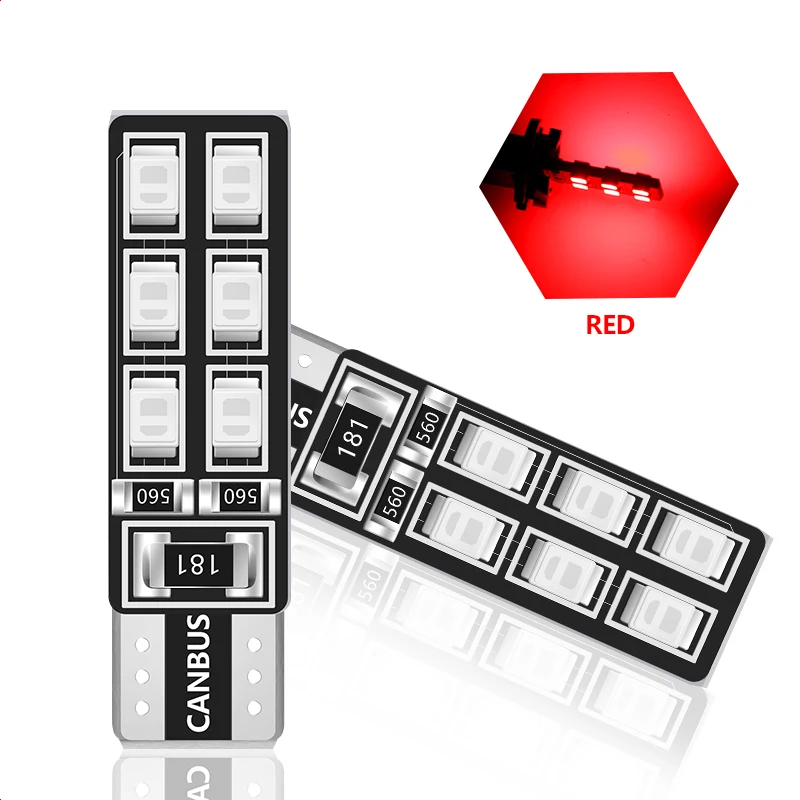 1 шт. T10 W5W Автомобильный светодиодный светильник CANBUS 12 свет 3528 SMD габаритная лампа для чтения 194 168 2825 сигнальная лампа белого цвета 12 В