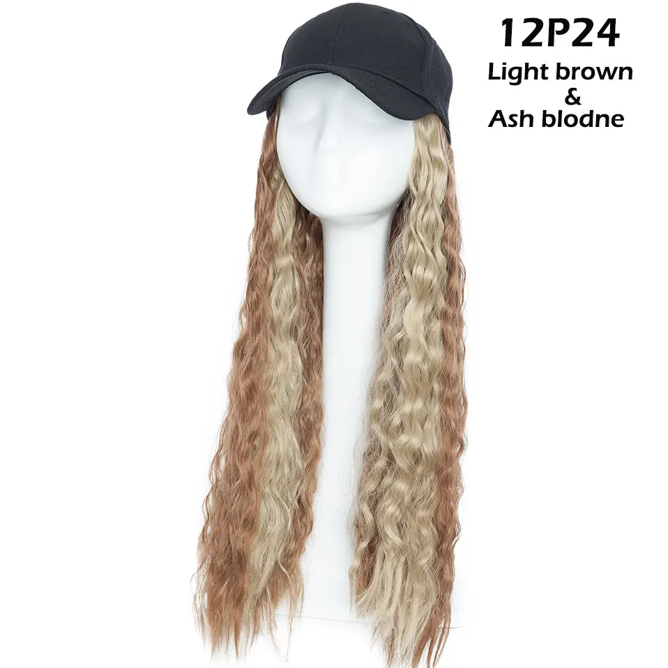 12P24 SNOILITE 18inch Long Wavy hair extension with black cap Synthetic extension hair for Girls Party new style intergrate cap hair - Цвет: 12P24