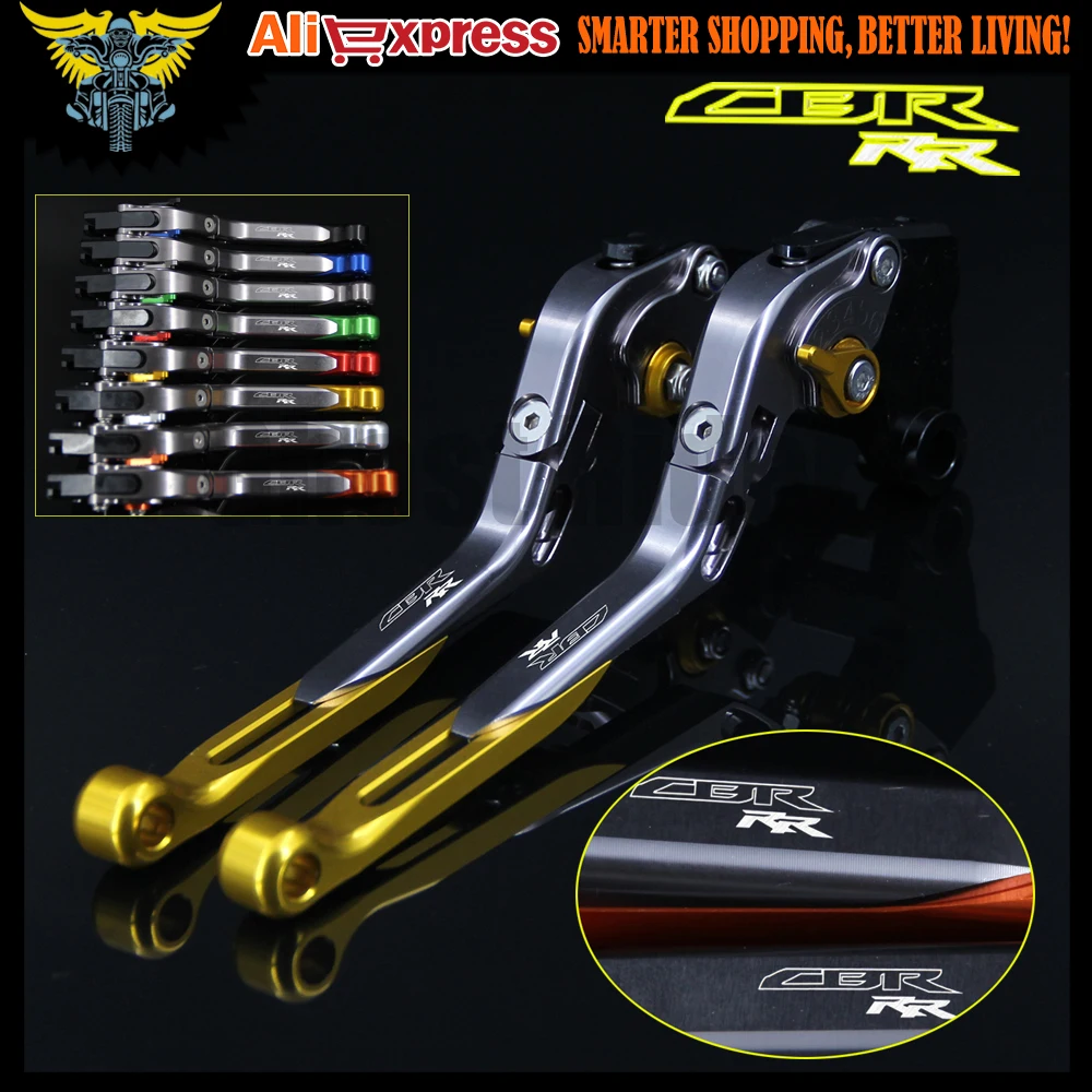Золотые титановые мотоциклетные выдвижные рычаги сцепления с логотипом (CBR RR) для