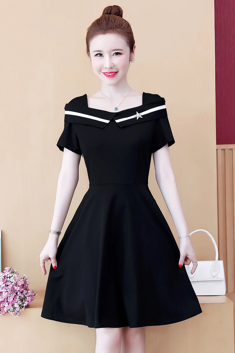 

COIGARSAM 5XL Plus Size Women one-piece dress korean Summer Dresses 9176