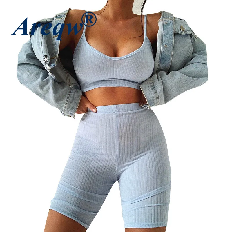 

New 2021 Summer Women's Sexy Halter Suspenders Five-point Pants Sports Fitness Suit