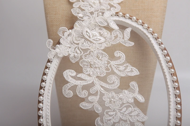 Женская Кружевная аппликация вышитая бисером нашивка для свадебных