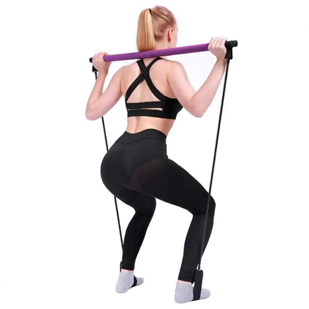 

Portable Yoga Resistance Bands Pilates Stick Bodybuilding Crossfit Gym Rubber Tube Elastic Bands Fitness Equipment Training