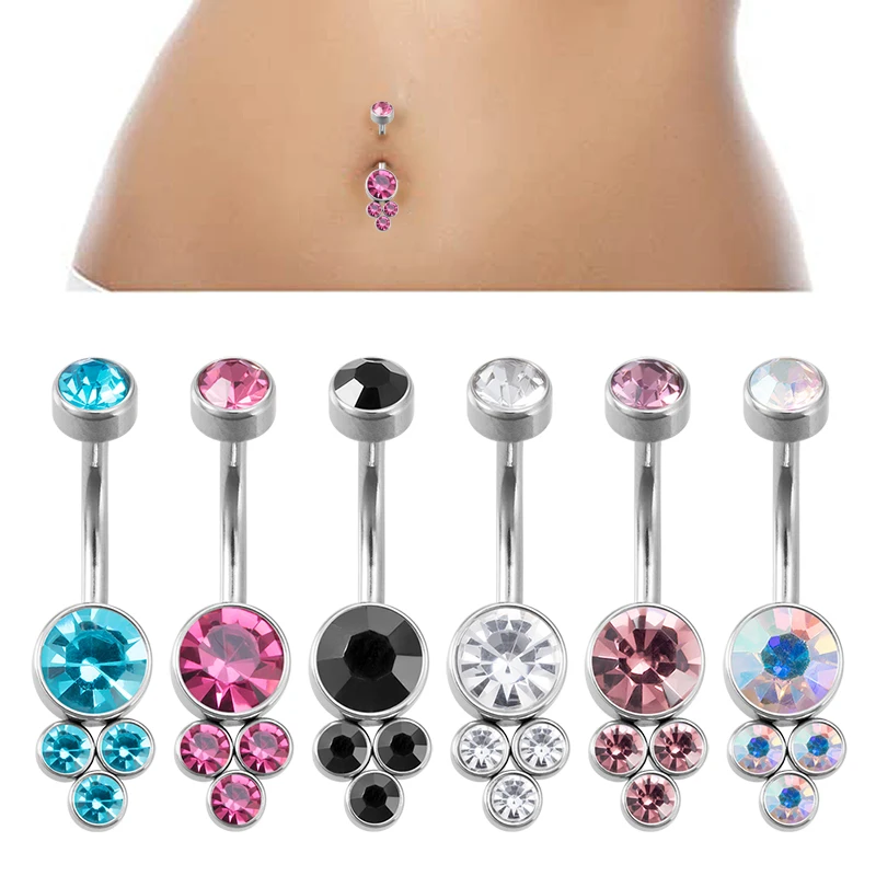 

1pc Crystal Belly Button Rings for Woman Navel Piercing Bar Surgical Steel Ombligo Dangle Party Barbell Sexy Body Jewelry 14G
