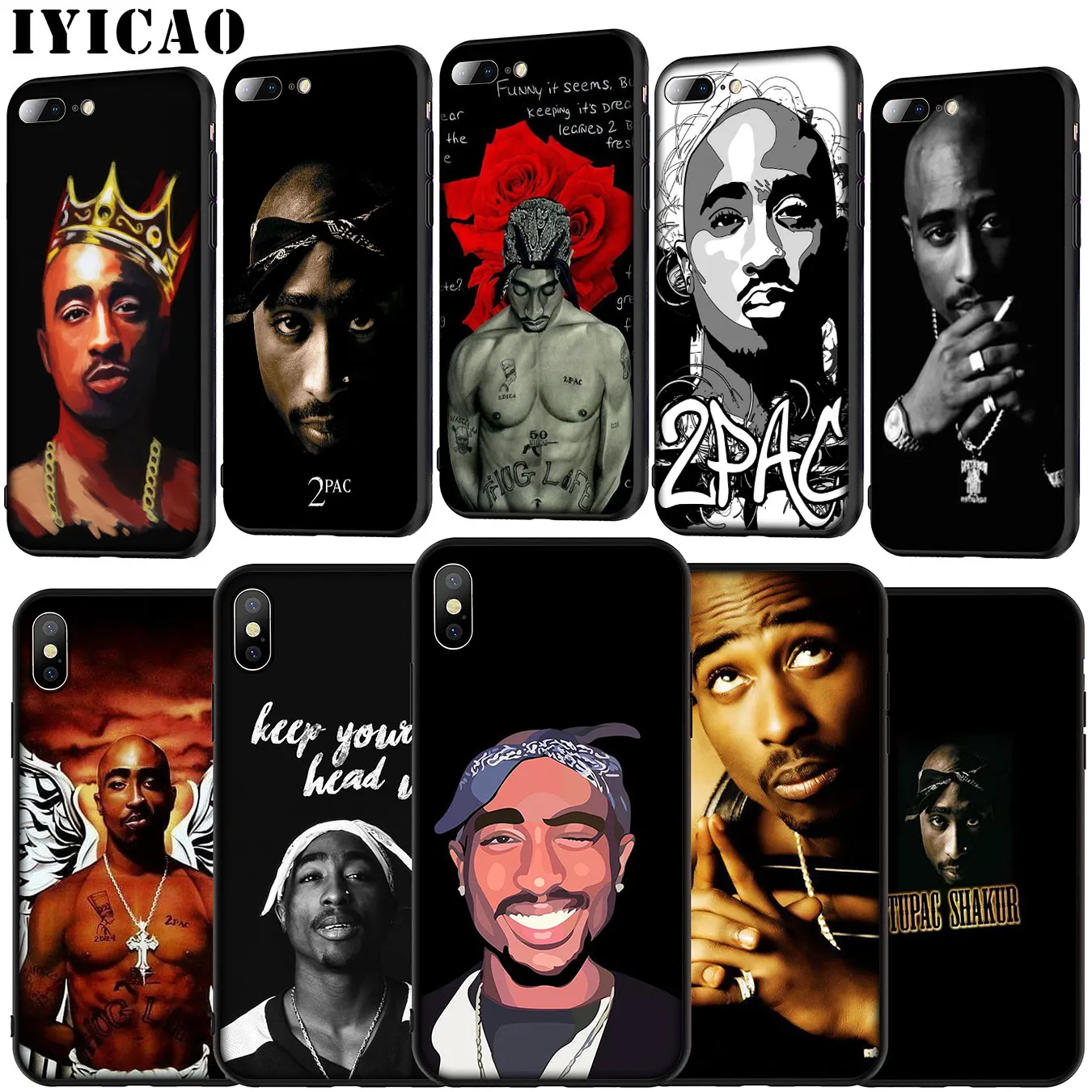 2pac Tupac Rapper Soft Silicone Cover Case for iPhone 11 Pro XR X XS Max 6 6S 7 8 Plus 5 5S SE Phone |