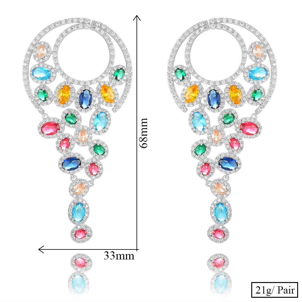 

missvikki Luxury Romantic Long Shiny Drop Earrings Full Mirco Paved Cubic Zircon Women Bridal Wedding Earring Fashion Jewelry