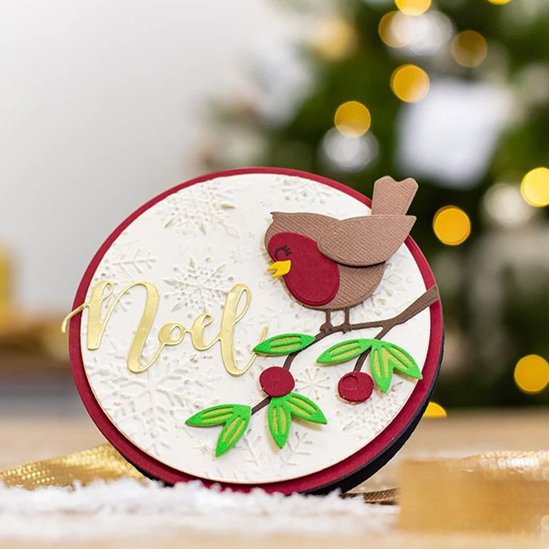 Металлические Вырубные штампы в виде птицы на ветке рождественские вырубки для