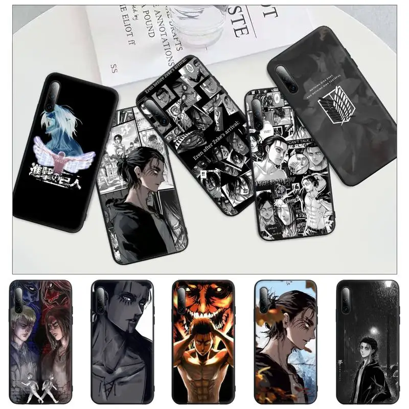

Attack On Titan Eren Jaeger Black Mobile Phone Cover For Huawei Y6 Y7 Y9 Prime 2019 Y9s Mate 10 20 40 Pro Lite Nova 5t Case
