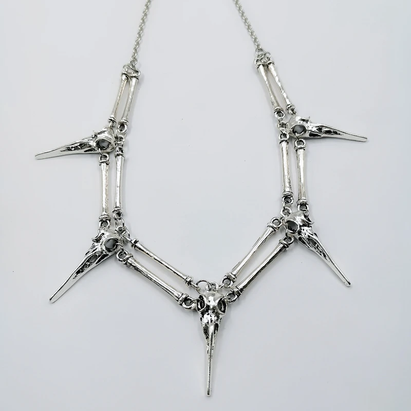 Кулон с вороном ожерелье старинные серебряные птицы череп чокер унисекс мужское