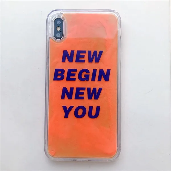 New Begin Роскошный светящийся неоновый песок светится в темноте жидкий зыбучий песок чехол для телефона для iPhone 11 Pro MAX XS Max XR XS 7 8 6 Plus чехол - Цвет: New Begin