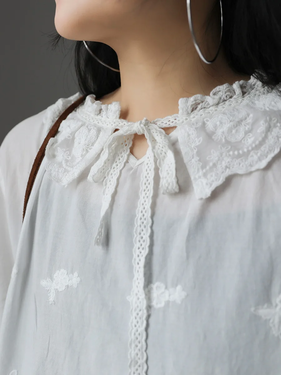 Женская футболка с оборками и вышивкой универсальный Свободный пуловер в стиле