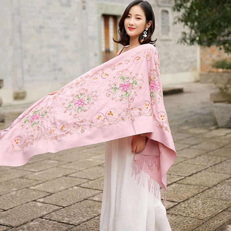 Бренд Горячая леди 2019 Новый женский кашемировый вышитый шарф Национальный Ветер