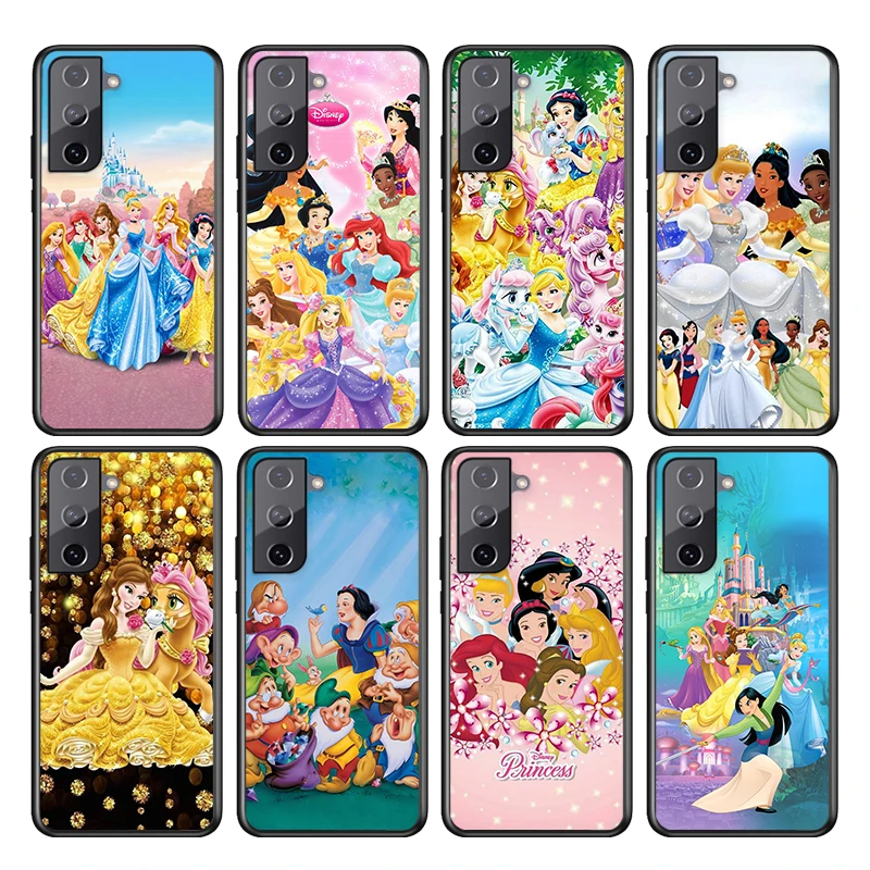 

For Samsung S22 S21 S20 FE Ultra Pro Lite S10 5G S10E S9 S8 S7 S6 Edge Plus Soft TPUDisney Princess Beauty Black Phone Case