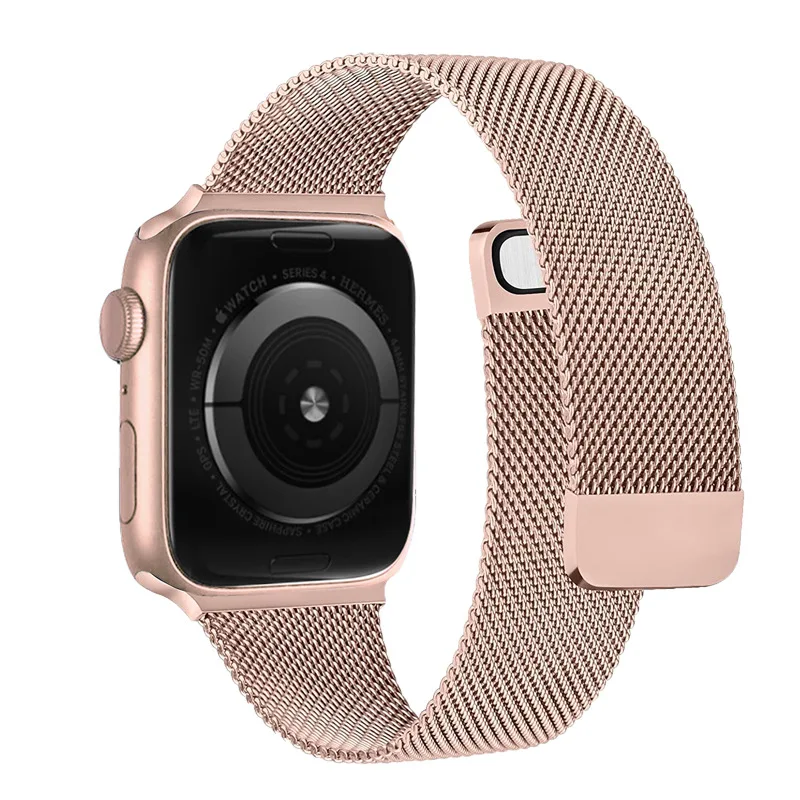 

Ремешок «Миланская петля» для Apple Watch Band 44 мм 40 мм iWatch 42 мм 38 мм, магнитный браслет цвета розового золота для Apple Watch Series 6 5 4 3 2 1 SE