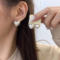 925 silver needle 2021 new heart shaped piercing ear clip stud earrrings for women girls party gifts jewelry earrings