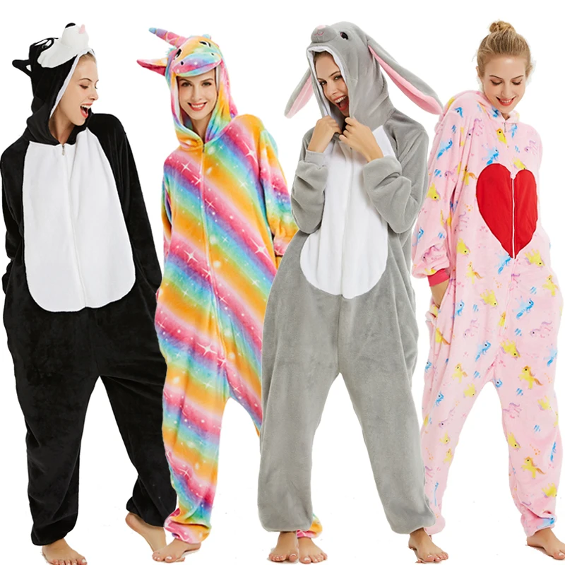 Kids Kigurumi Onesie Unicorn Pajamas For Woman Animal Wolf Panda Blanket Sleepers Baby Costume Winter Boy Girl Licorne Jumpsuit