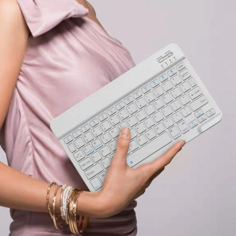 

9.7" Mini Slim Bluetooth3.0 Wireless Portable Keyboard Built-in Battery Rechargeable Chocolate Keycap for PC Laptop Phone Tablet