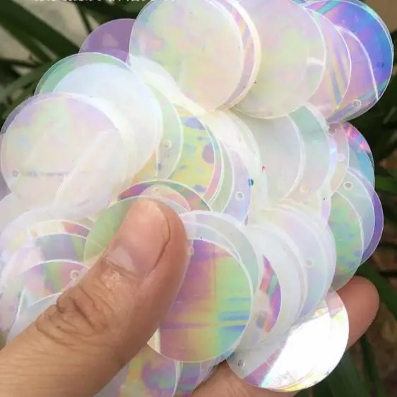 

250g white iridescent round sequins 5mm-50mm circular side hole color white color piece sequins sequins with hole scales