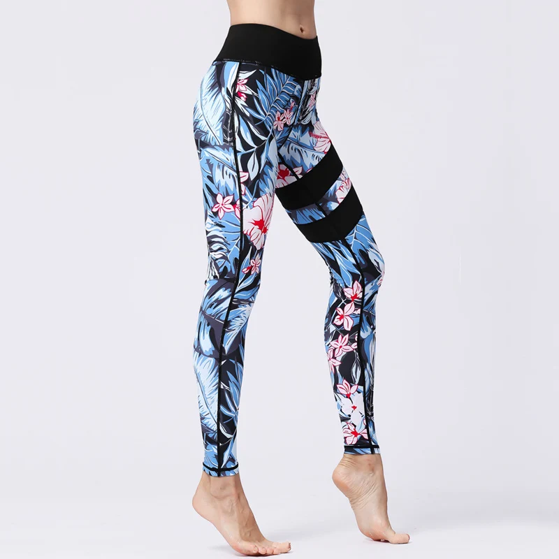 Цветные штаны для йоги с цветочным принтом женские пикантные спортивные
