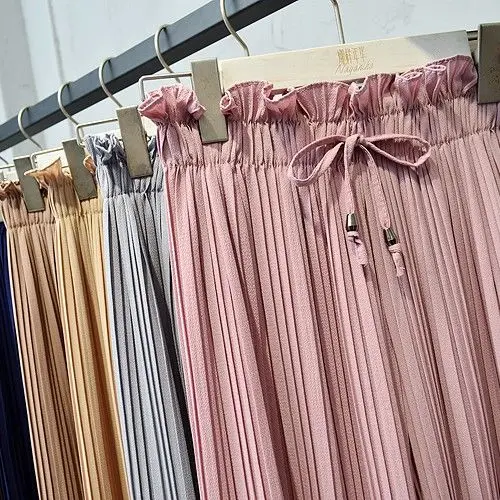 Лидер продаж Широкие брюки Сезон весна-лето Плиссированные с высокой талией и