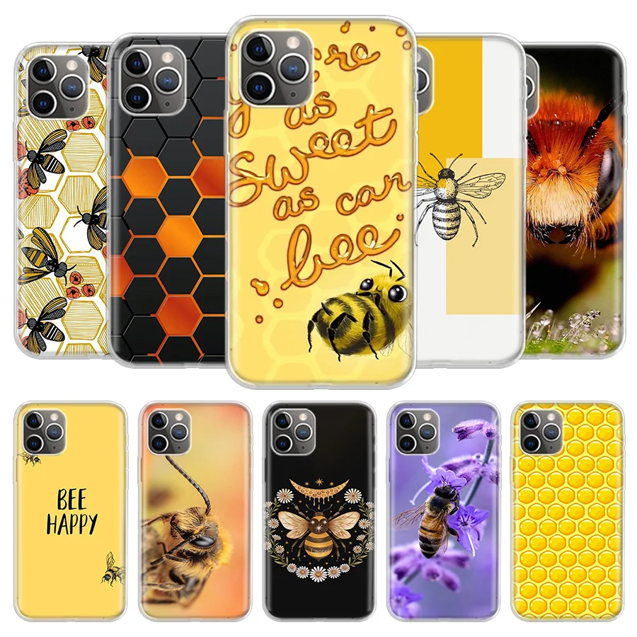 Чехол для телефона с золотыми сотами Honey Bee iPhone 11 12 Mini Pro 7 6X8 6S Plus XS MAX + XR 5S Eleven Art