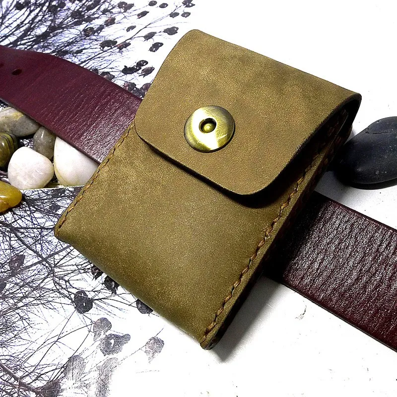 Миниатюрная поясная сумка blongk кожаный тонкий кошелек ручной работы маленький