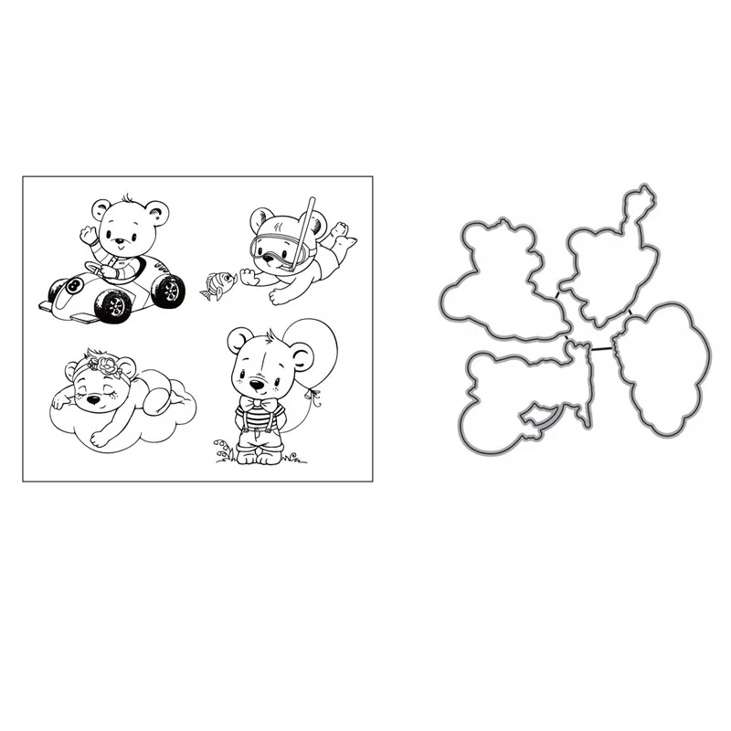 

Рождественские Симпатичные прозрачные штампы и штампы Животные медведь штампы для «сделай сам» Скрапбукинг открытки изготовление ремесла...