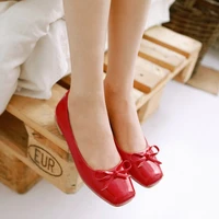 fashion woman flat shoes female ballet shoes girls square toe solid beige red casual shoes female plus size loafers