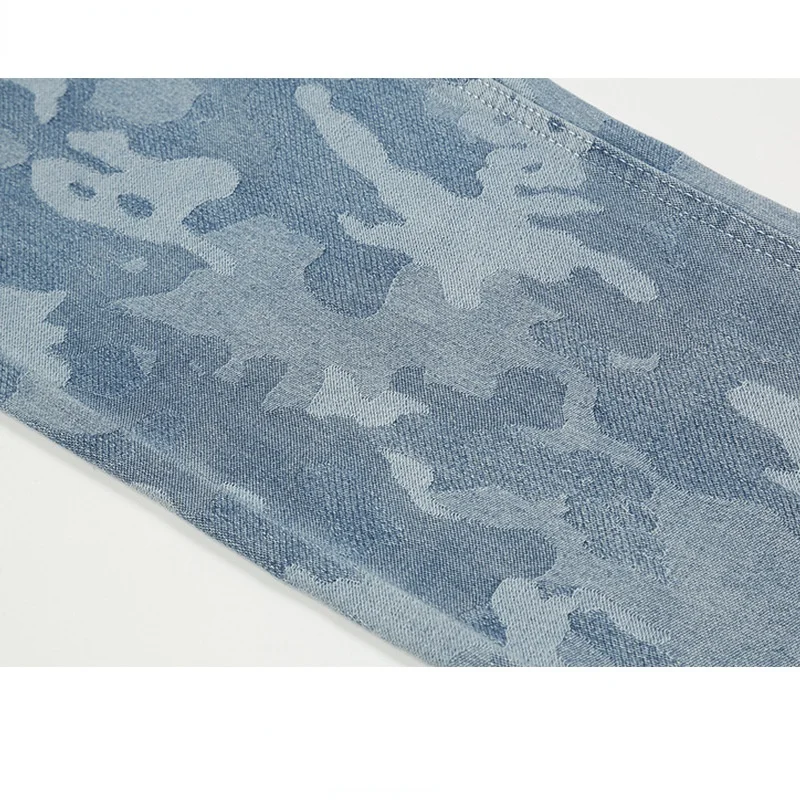 

Autumn/winter New High Street Blue Camouflage Trousers Unisex Straight Leg Jeans