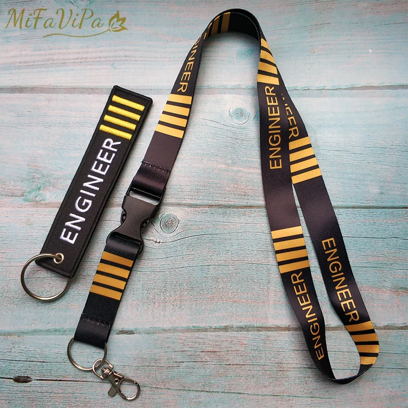 

1 Set Engineer Lanyards Neck Strap Phone Chaveiro Key Chain llavero Lanyard for ID Card Holder Flight Crew Gift for Engineer