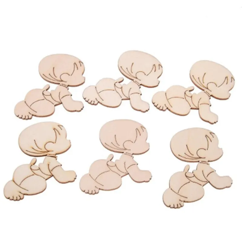 

10Pcs 66*62mm Baby Shape Wood DIY Crafts Scrapbook DIY For Home Decor Wooden Ornaments Accessories Embellishment Wedding Decor
