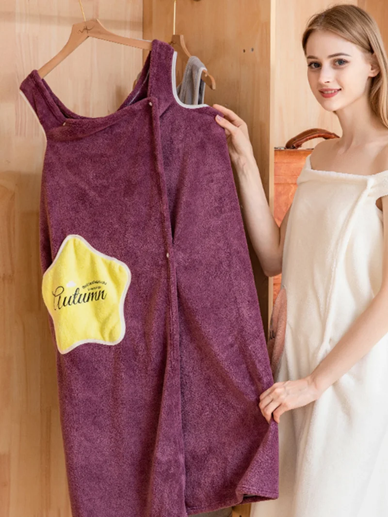 

Wearable Bath Towel Superfine Fiber Towels Soft and Absorbent Chic Towel for Autumn Hotel Home Bathroom Gifts Women Bathrobe