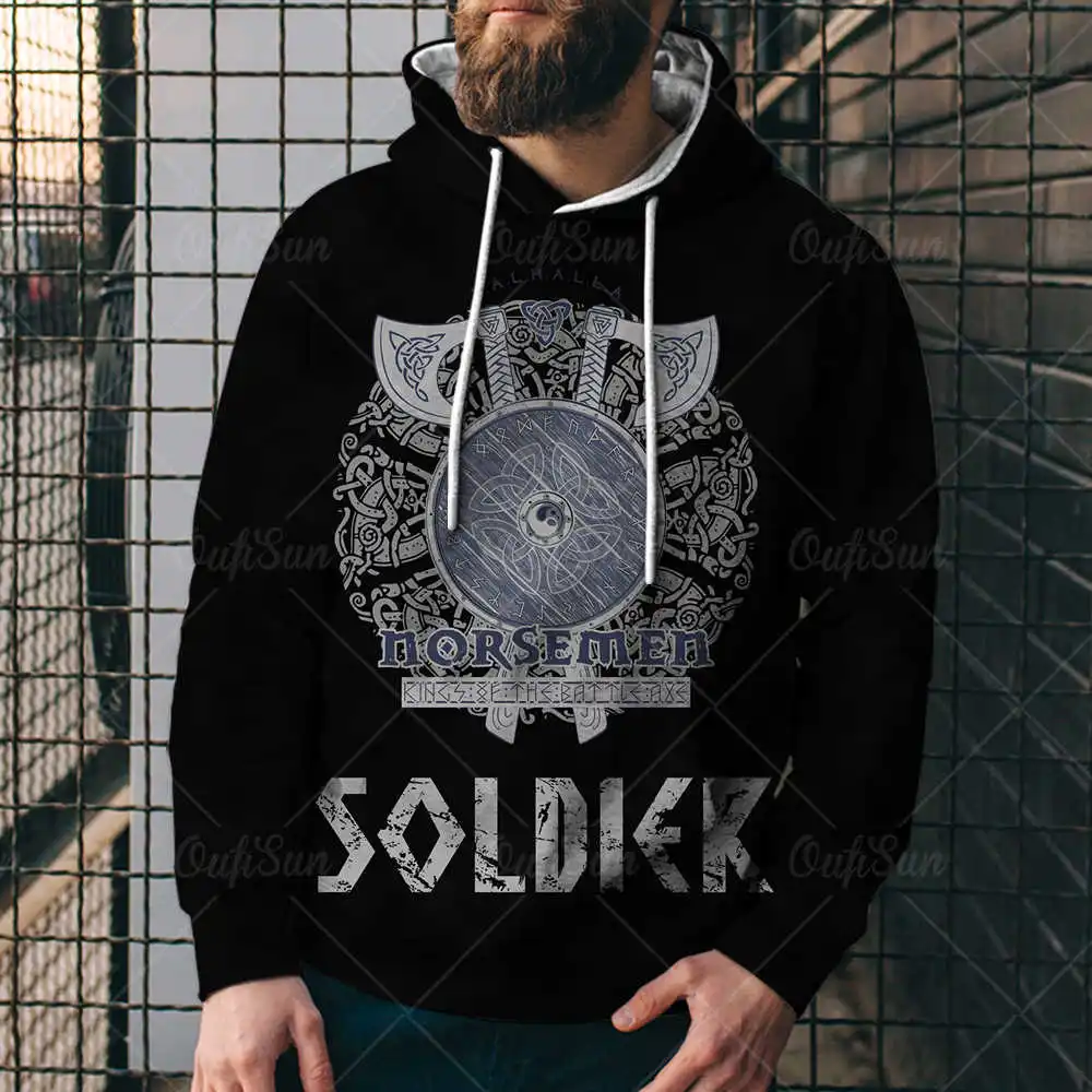 

Vikings Totem Autumn Hoodies Men Nordic Pirate Pattern Sweatshirt Unisex Long Sleeve Hooded Pullover Casual Tracksuits XXS-4XL