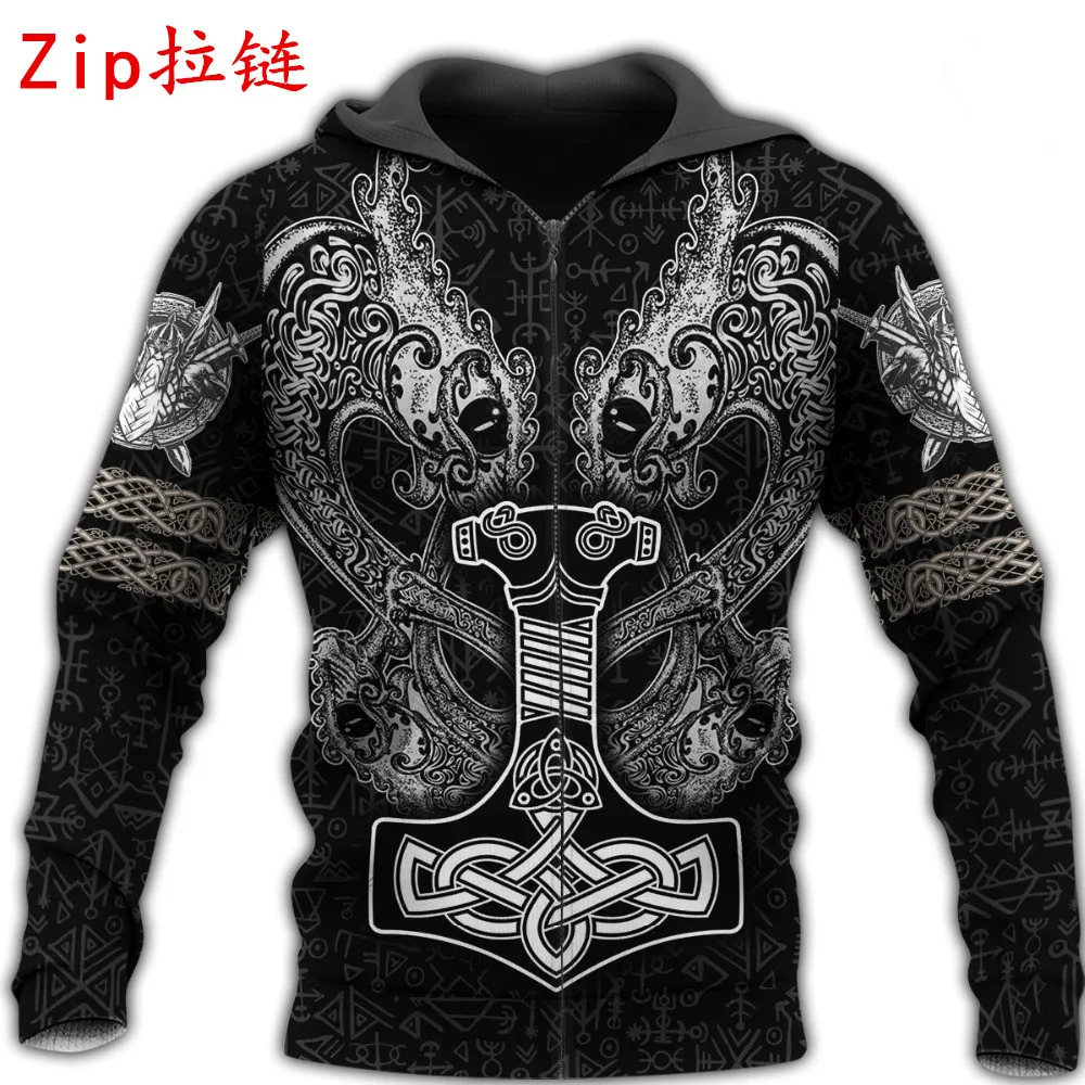 

Viking Pattern 3D All Over Printed Zip Hoodie Fashion Mens Casual Jackets Unisex Hip Hop Costumes K007
