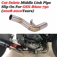 decat eliminator down exhaust pipe for suzuki gsx r600 750 2008 2010 k8 k9 l1stainless steel de cat mid pipe motorcycle muffler