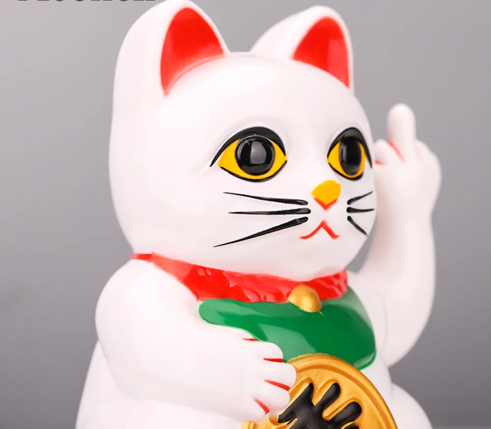 Lucky cat with funny finger medium lucky shake hands crafted figure of the novelty Regalo Della | Дом и сад
