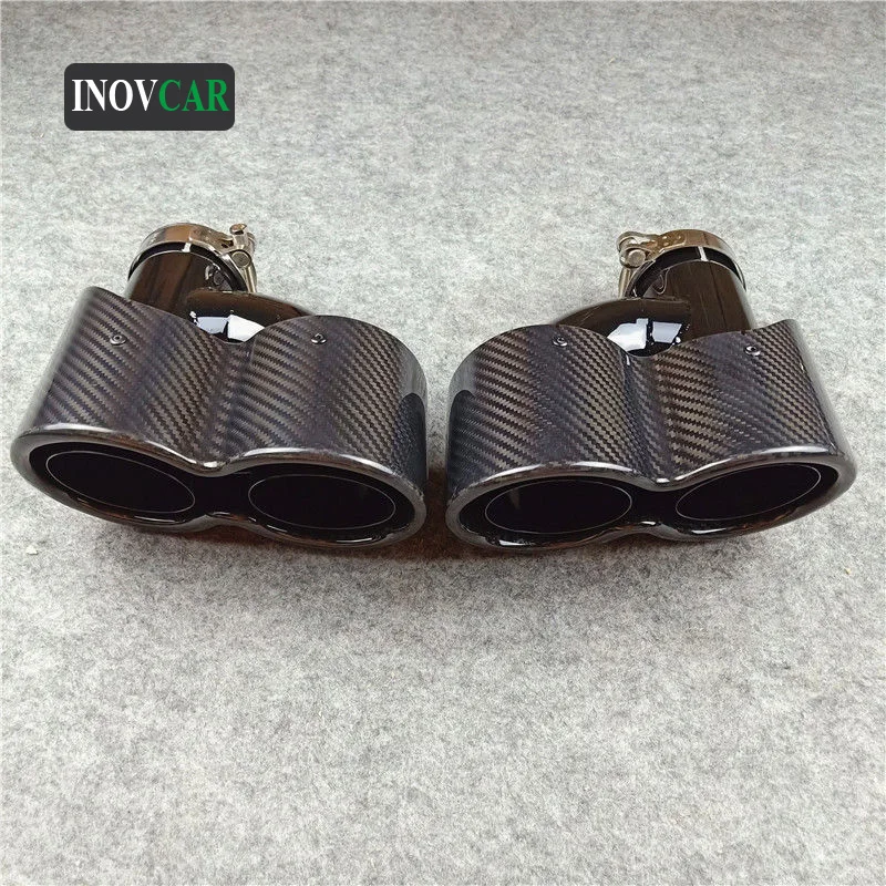

1 пара, Новый H стиль, сиамские полностью глянцевые черные Углеродные волокна и нержавеющая сталь, выхлопные трубы для автомобиля, универсал...