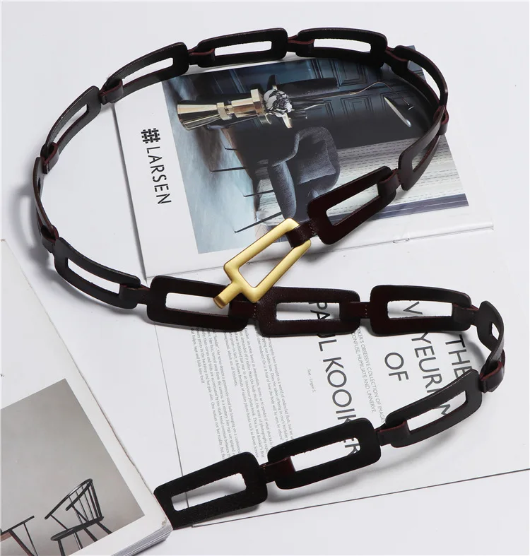 COCOCHOOSE Женский дизайнерский ремень из спилка металлическая Золотая Пряжка