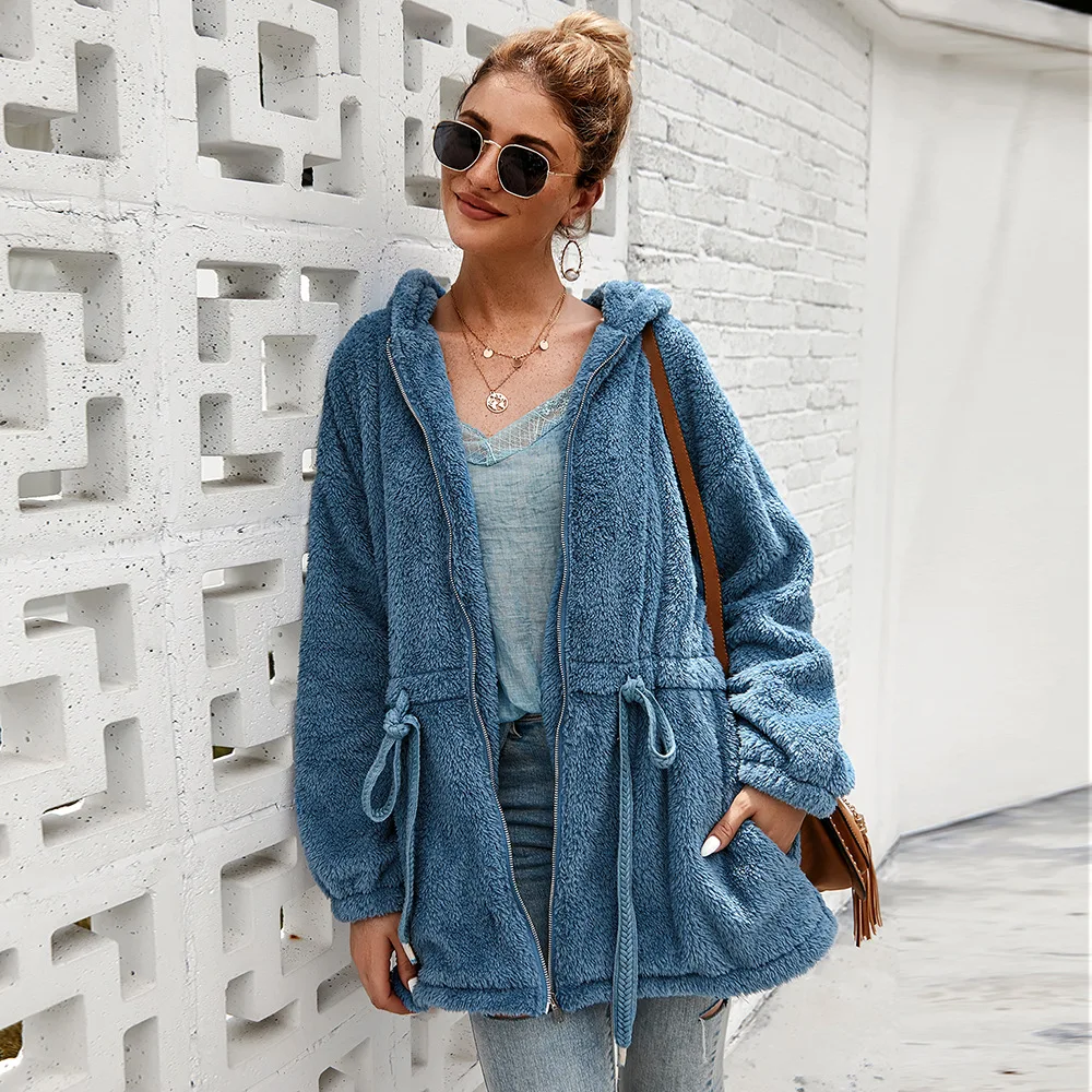 Плюшевая толстовка с капюшоном Женская Толстовка со шнуровкой толстовки на